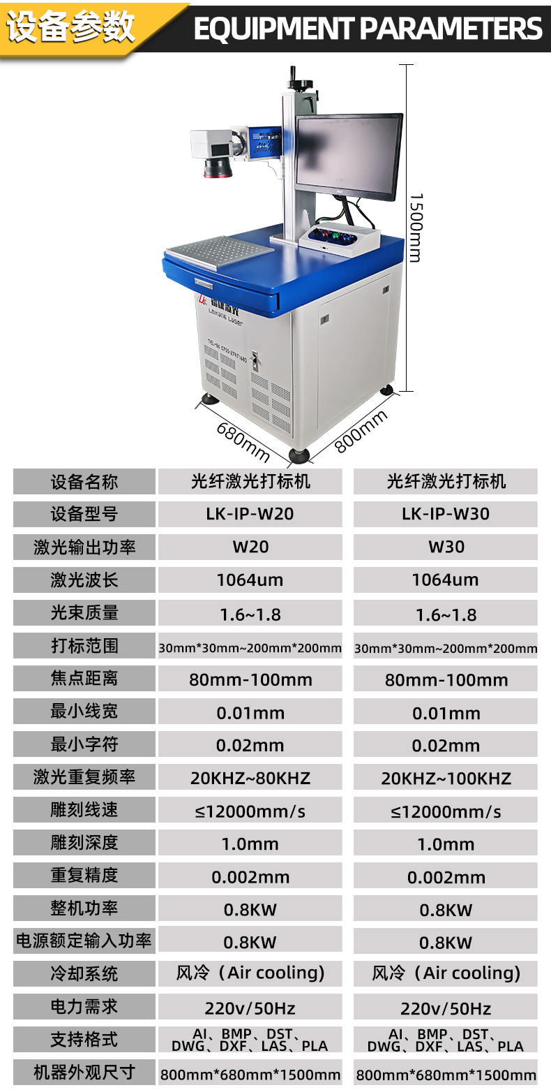 光纖激光打標機設備參數